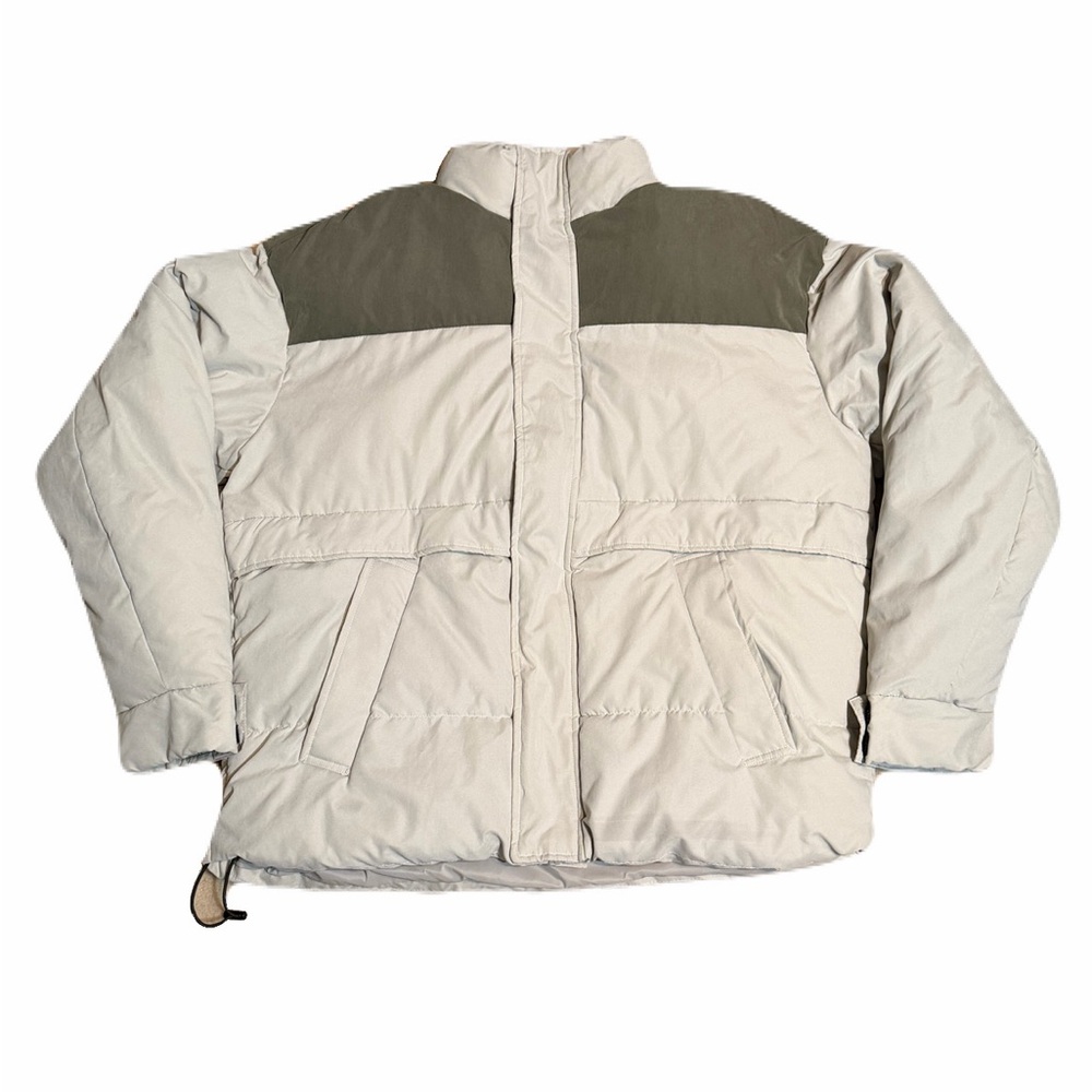Zara Cream and Olive Puffer Jacket